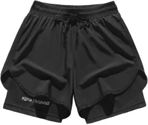 2 in 1 Gym Shorts Men Lightweight Mesh Quick Dry Basketball Shorts Performance Athletic Shorts with Compression Liner