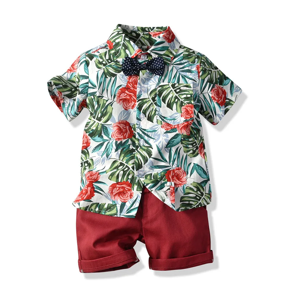 2 Pieces Set Baby Kid Boys Birthday Party Bow Shirts And Solid Color Shorts Wholesale 23041114