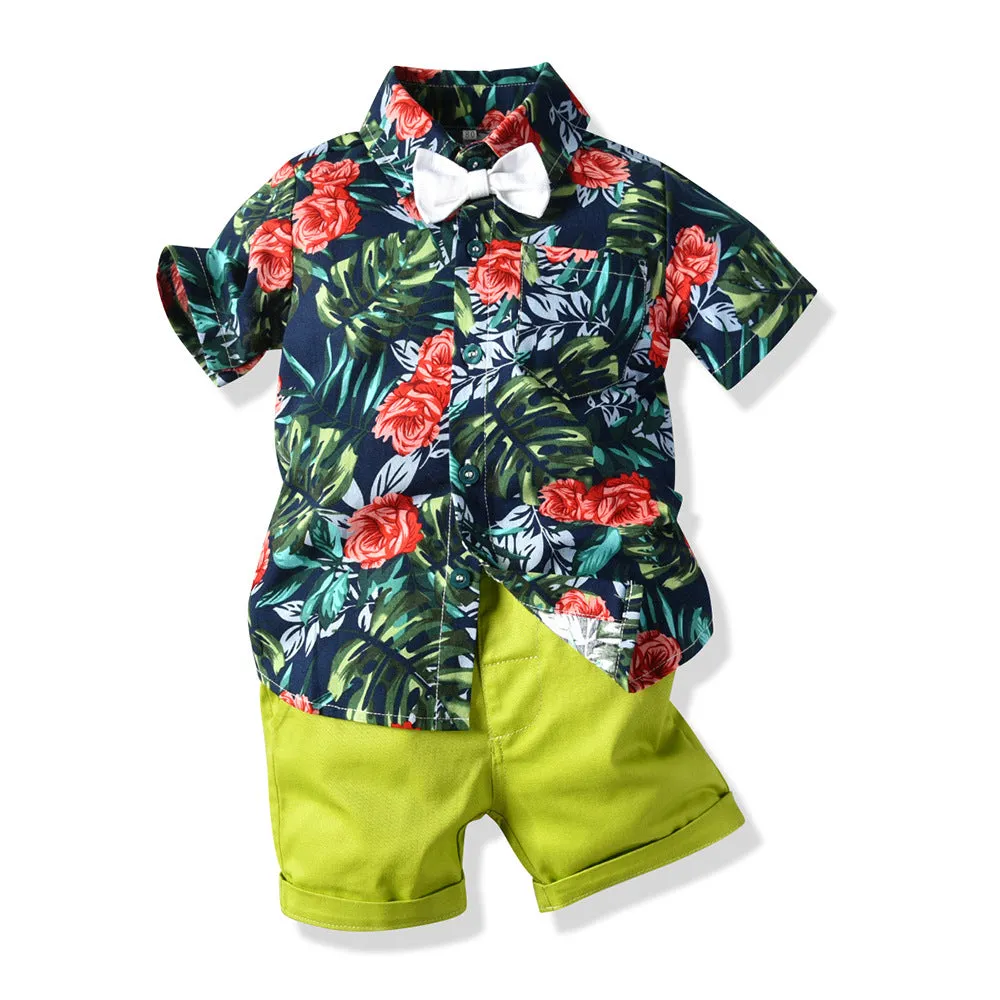 2 Pieces Set Baby Kid Boys Birthday Party Bow Shirts And Solid Color Shorts Wholesale 23041114