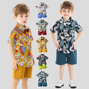 2 Pieces Set Baby Kid Boys Birthday Party Bow Shirts And Solid Color Shorts Wholesale 23041114