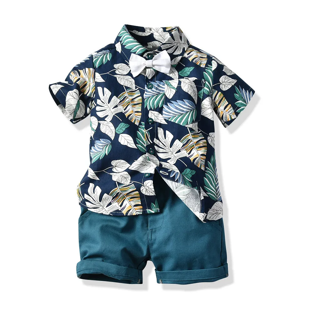 2 Pieces Set Baby Kid Boys Birthday Party Bow Shirts And Solid Color Shorts Wholesale 23041114