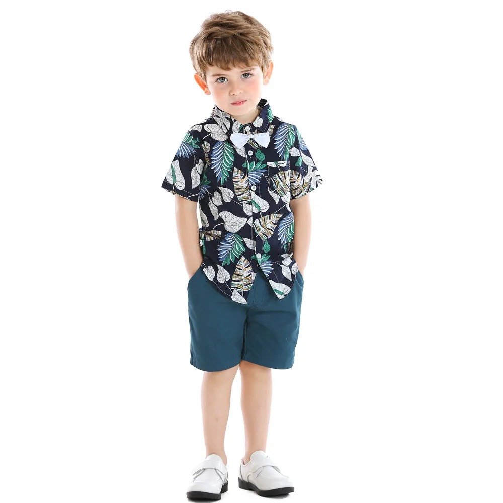 2 Pieces Set Baby Kid Boys Birthday Party Bow Shirts And Solid Color Shorts Wholesale 23041114