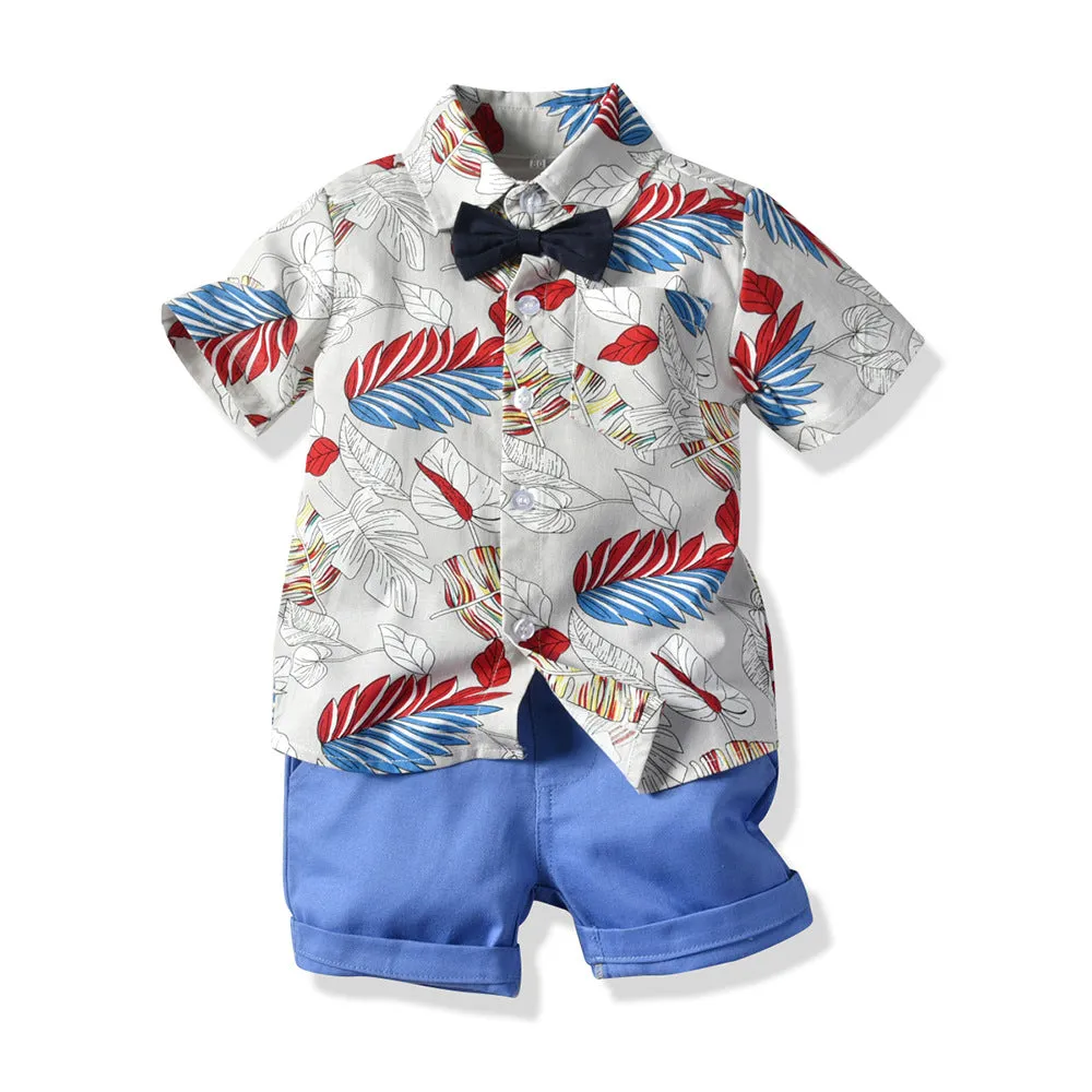 2 Pieces Set Baby Kid Boys Birthday Party Bow Shirts And Solid Color Shorts Wholesale 23041114