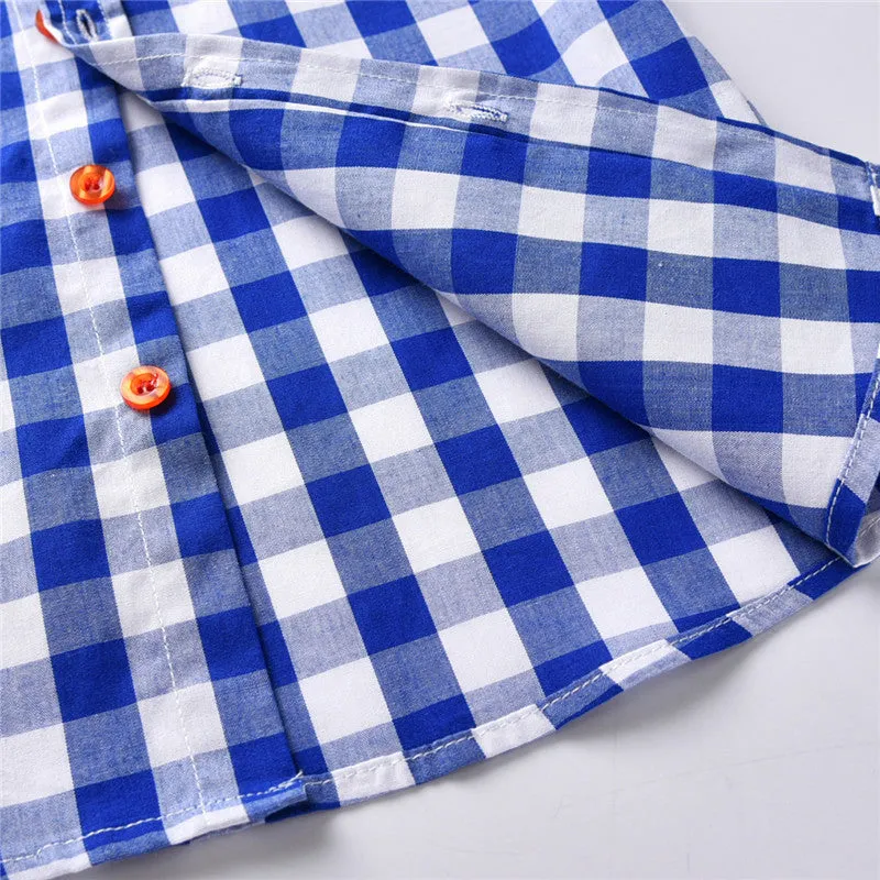2 Pieces Set Baby Kid Boys Birthday Party Checked Bow Shirts And Solid Color Jumpsuits Wholesale 21110933