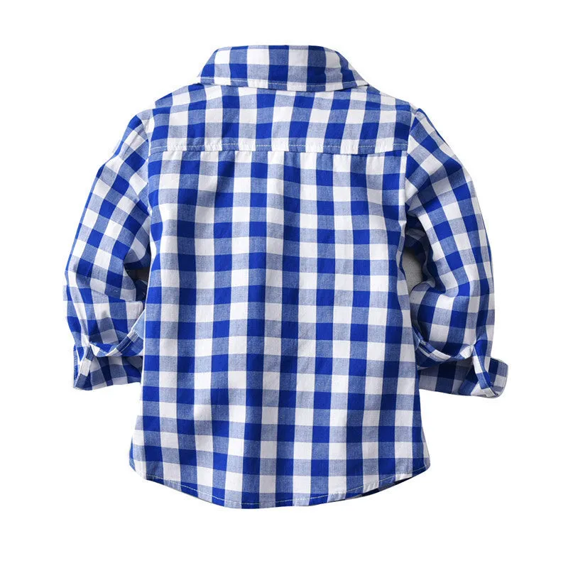 2 Pieces Set Baby Kid Boys Birthday Party Checked Bow Shirts And Solid Color Jumpsuits Wholesale 21110933