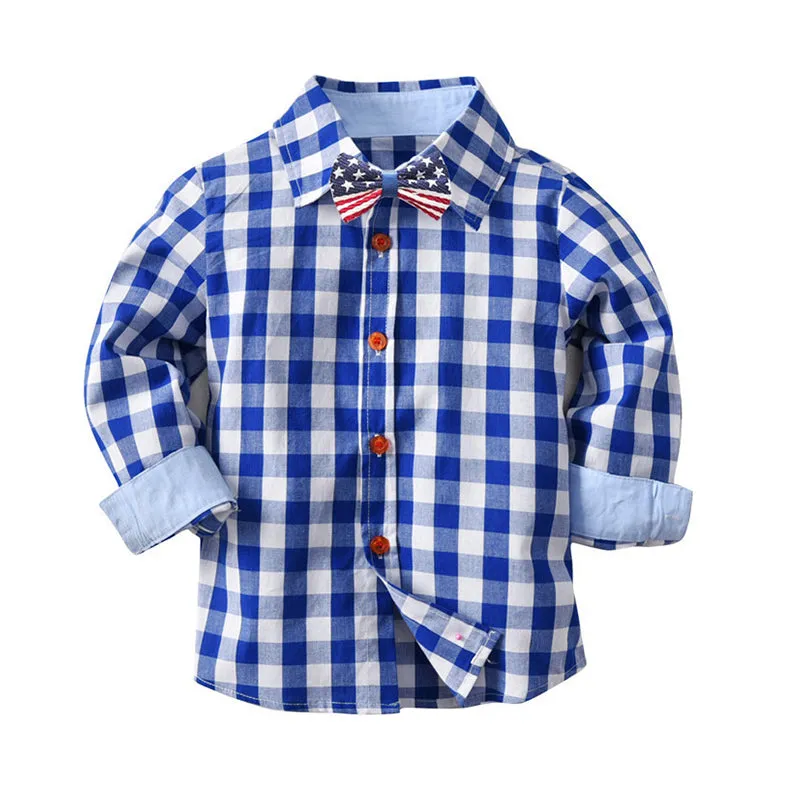 2 Pieces Set Baby Kid Boys Birthday Party Checked Bow Shirts And Solid Color Jumpsuits Wholesale 21110933