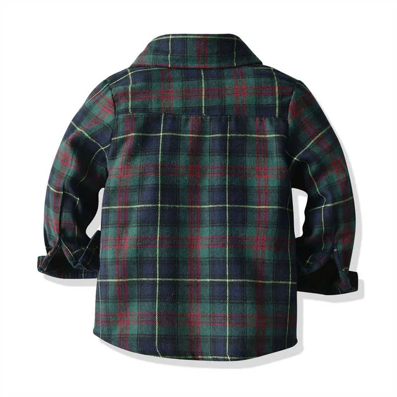 2 Pieces Set Baby Kid Boys Birthday Party Checked Bow Shirts And Solid Color Jumpsuits Wholesale 211109489