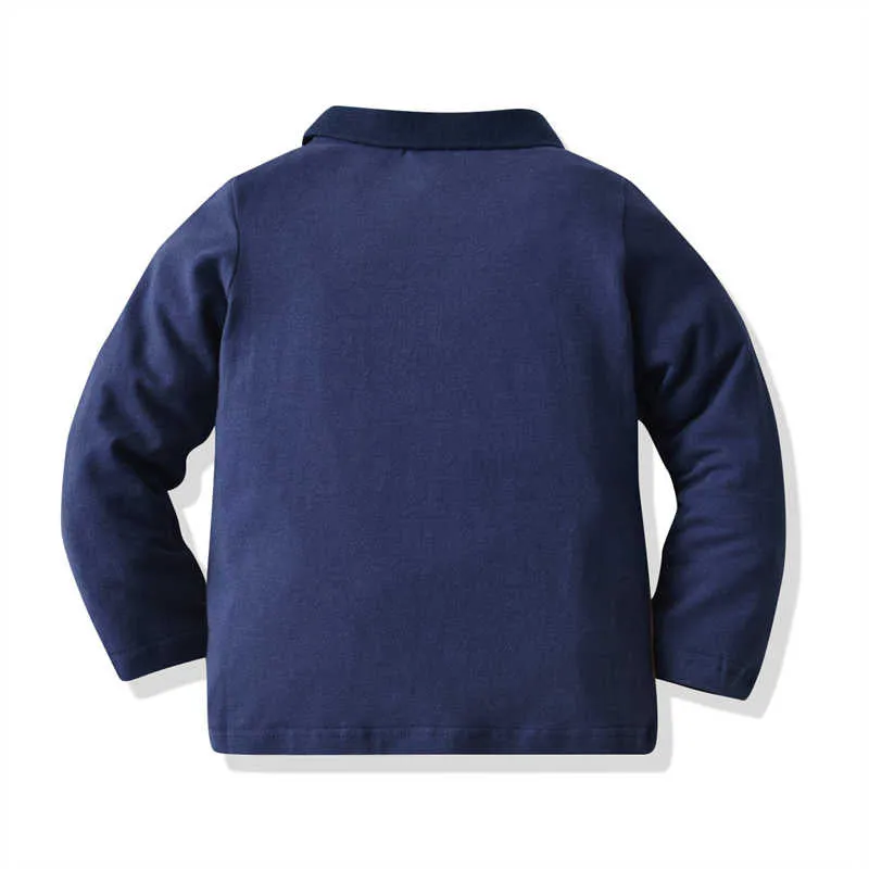 2 Pieces Set Baby Kid Boys Birthday Party Color-blocking Bow Shirts And Solid Color Pants Wholesale 211109446