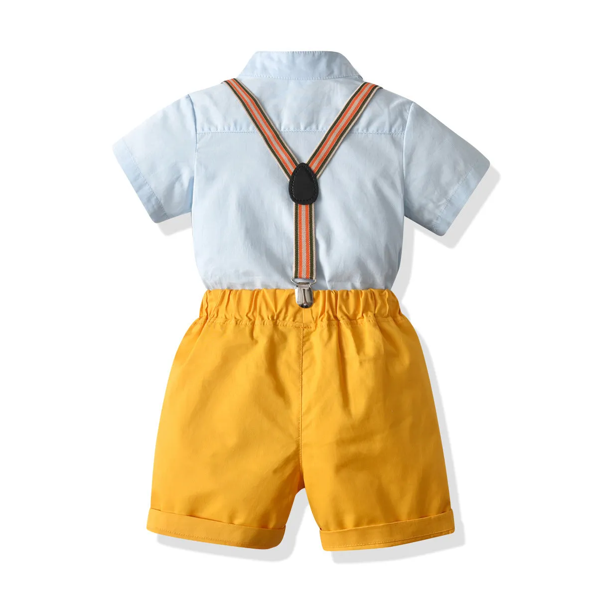 2 Pieces Set Baby Kid Boys Birthday Party Solid Color Bow Shirts And Rompers Wholesale 211109214