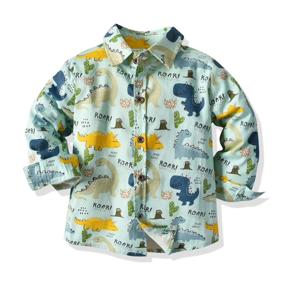 2 Pieces Set Baby Kid Boys Dressy Birthday Party Letters Dinosaur Bow Print Shirts And Solid Color Jeans Wholesale 211109682