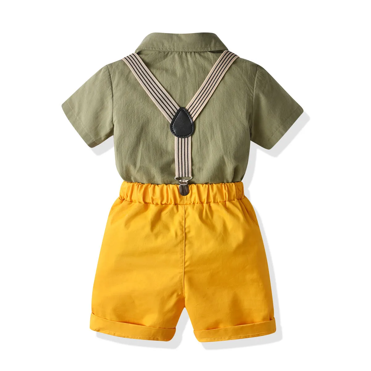 2 Pieces Set Baby Kid Boys Dressy Birthday Party Solid Color Bow Shirts And Rompers Wholesale 211109554