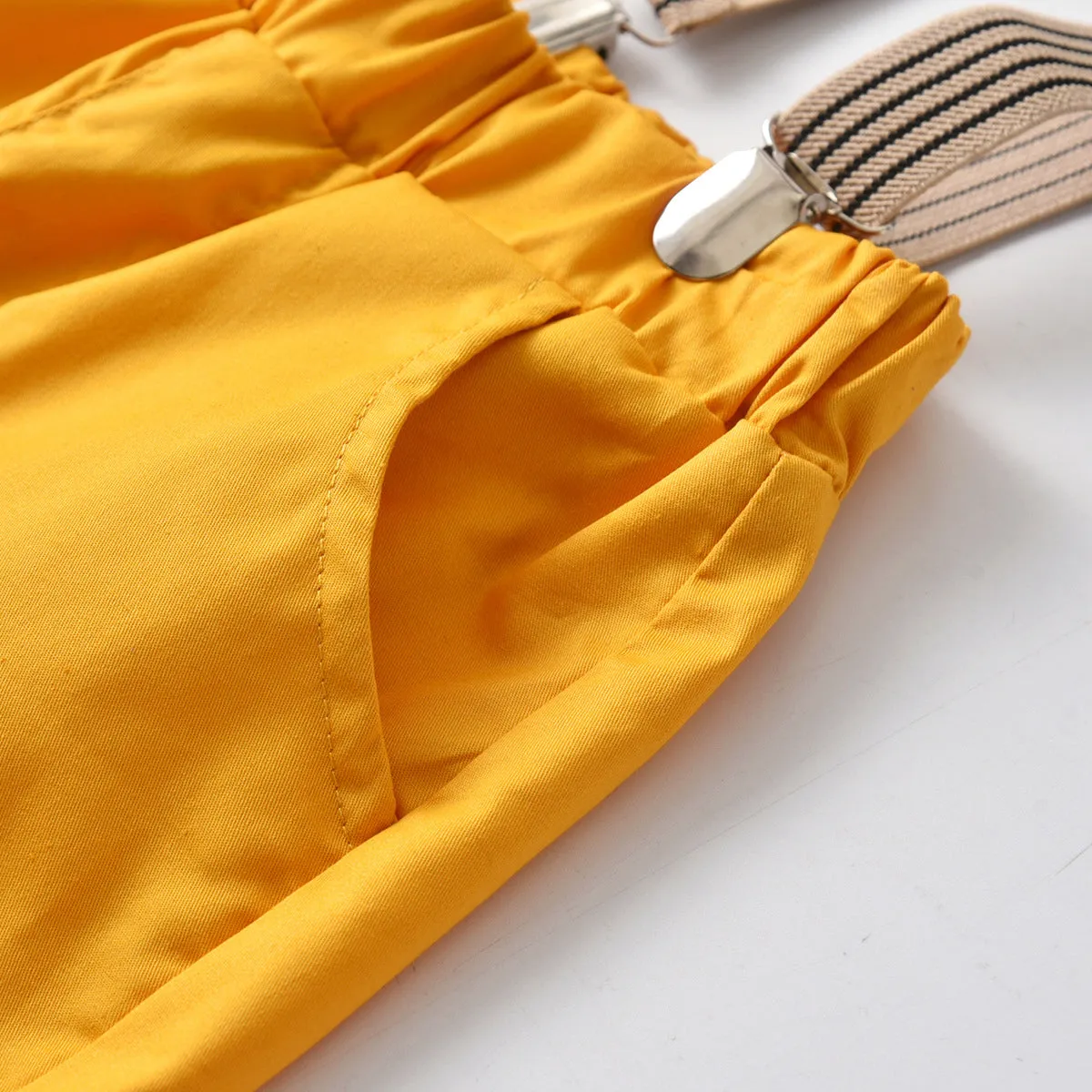 2 Pieces Set Baby Kid Boys Dressy Birthday Party Solid Color Bow Shirts And Rompers Wholesale 211109554