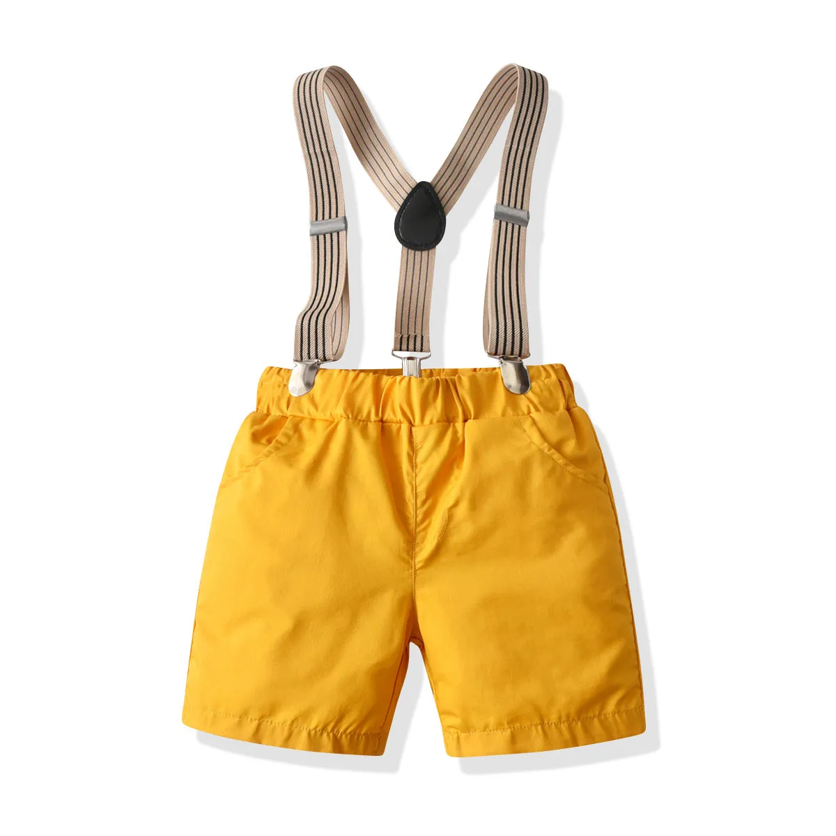2 Pieces Set Baby Kid Boys Dressy Birthday Party Solid Color Bow Shirts And Rompers Wholesale 211109554