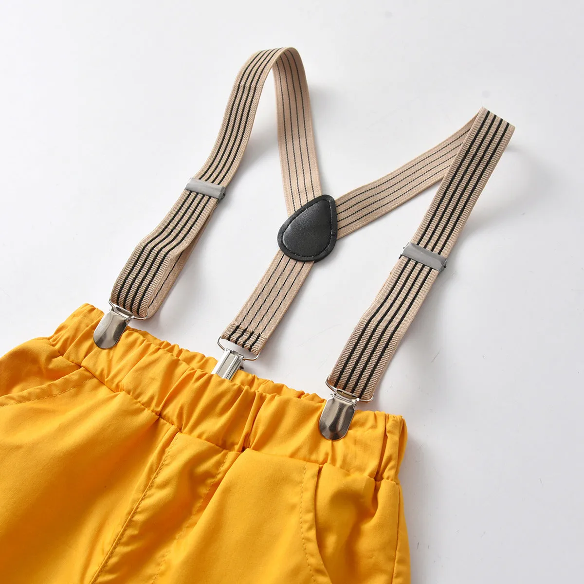 2 Pieces Set Baby Kid Boys Dressy Birthday Party Solid Color Bow Shirts And Rompers Wholesale 211109554