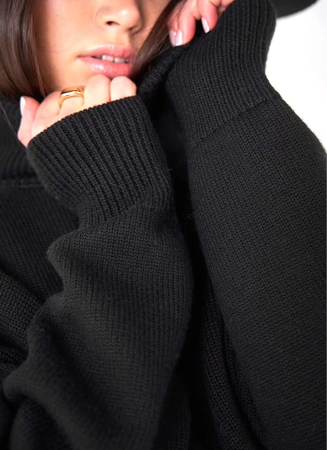 2022Women's Long Sleeve Turtleneck Knit Sweater Casual Loose Pullover Jumper Tops Sweater