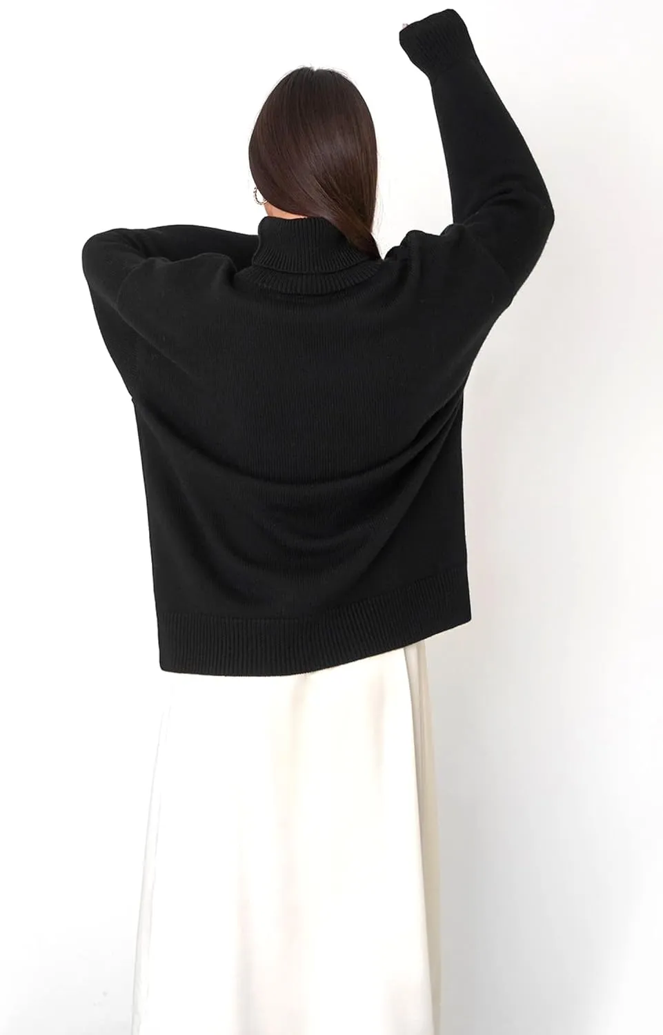 2022Women's Long Sleeve Turtleneck Knit Sweater Casual Loose Pullover Jumper Tops Sweater