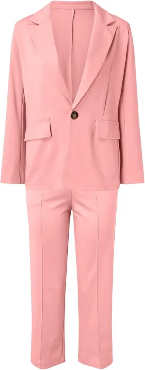 2023 Women's Two Piece Lapels Suit Set Office Business Long Sleeve Button Formal Blazers   Pant Suit Slim Loose Jacket Suit