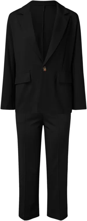 2023 Women's Two Piece Lapels Suit Set Office Business Long Sleeve Button Formal Blazers   Pant Suit Slim Loose Jacket Suit