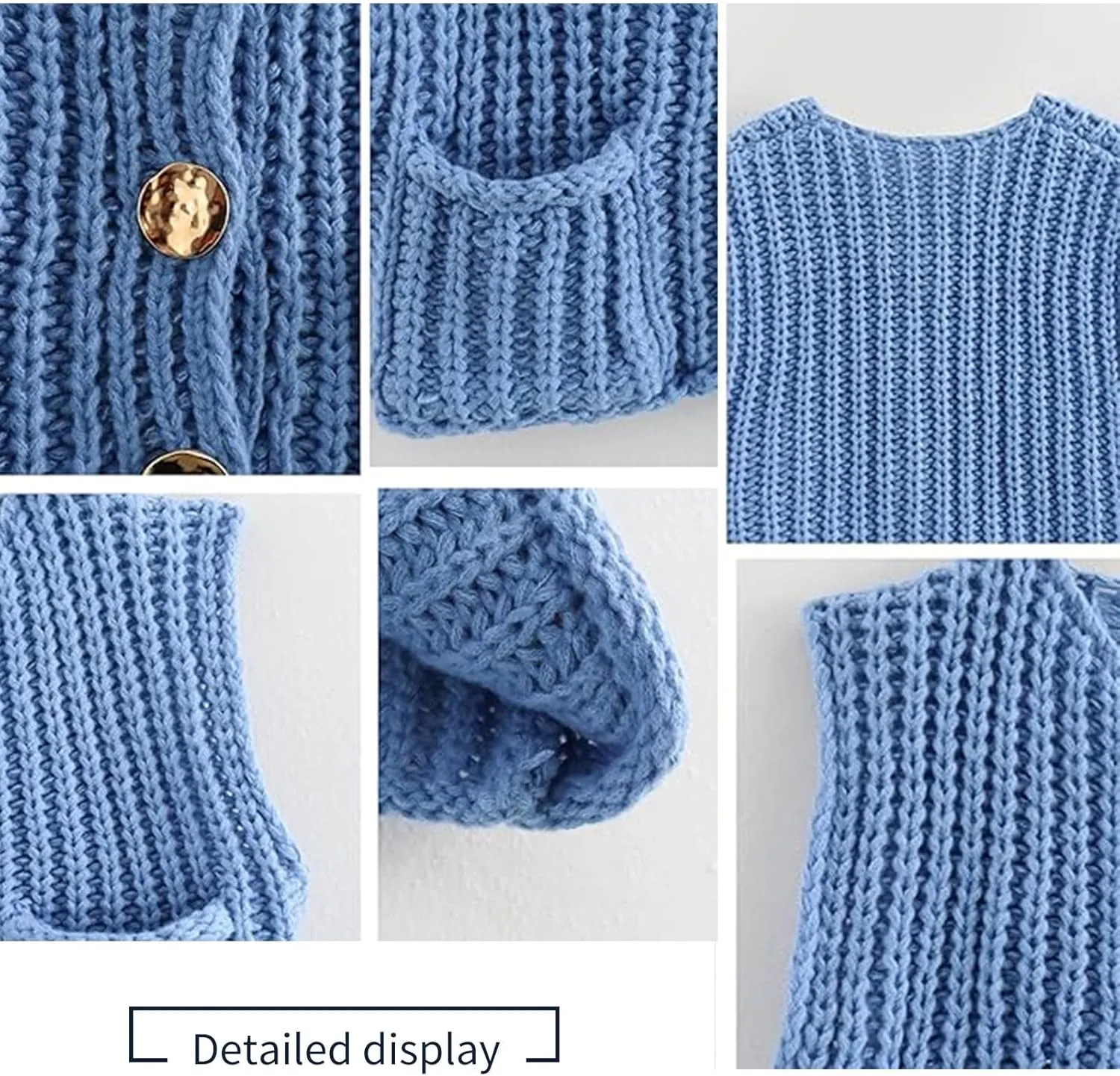 2024 Knit Chunky Vest, Oversized Chunky Sweater Vest, V-Neck Pocket Button Womens Chunky Knit Vest Sleeveless Sweater(Green,Large)