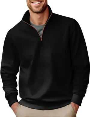 2024 Men's Sweaters 1/4 Zip Up Casual Turtleneck Pullover Polo Slim Fit Sweaters Long Sleeve Thermal Sweatshirts