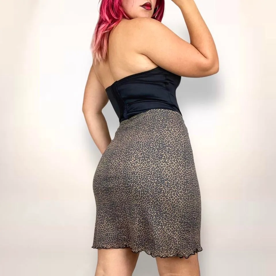 90s Mesh Leopard Skirt (S/M)
