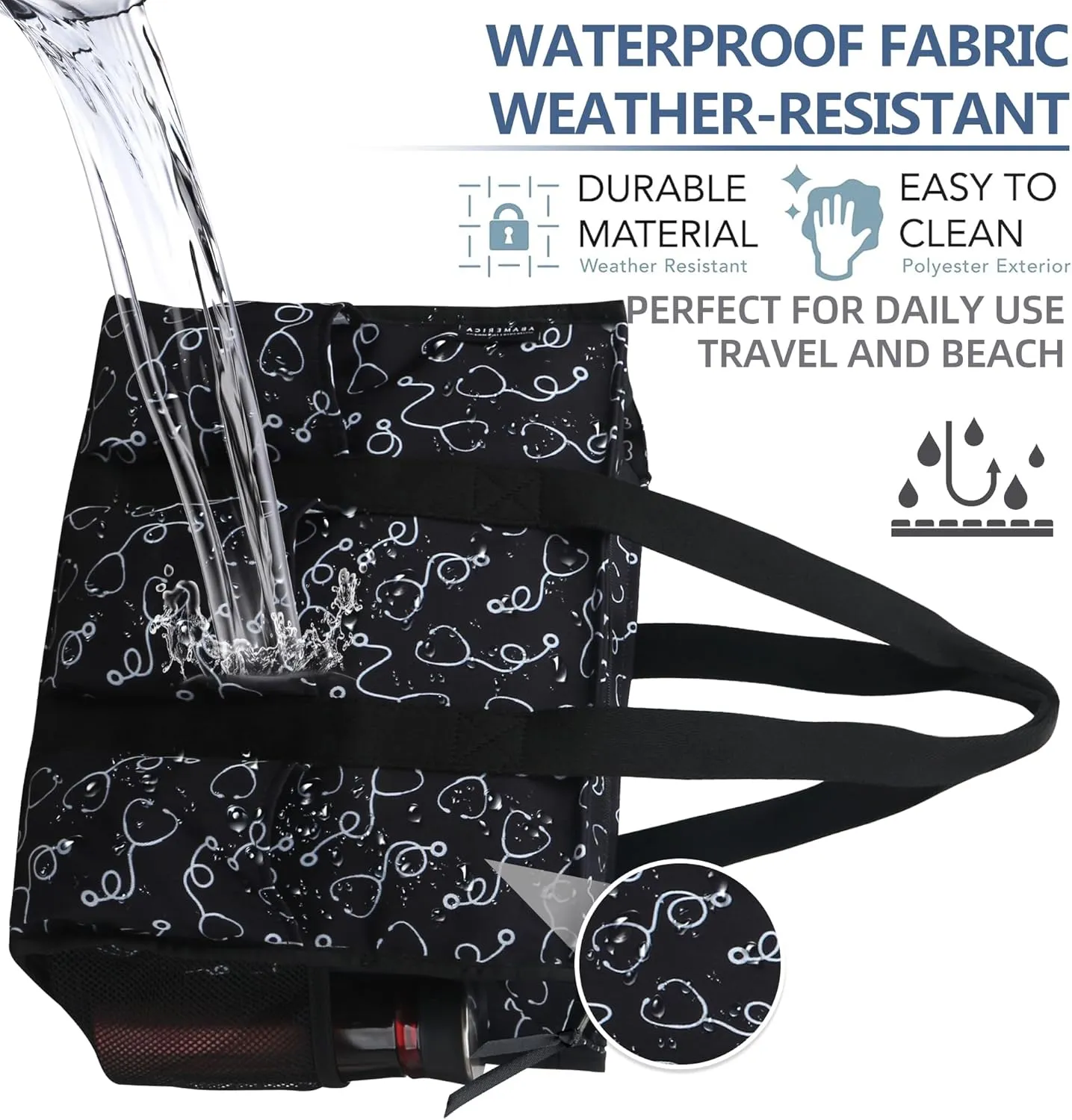ABAMERICA Nurse Bags for Work: Multiple Pockets, Waterproof, Organizing Zip Top Clinical Bag for Nursing Students