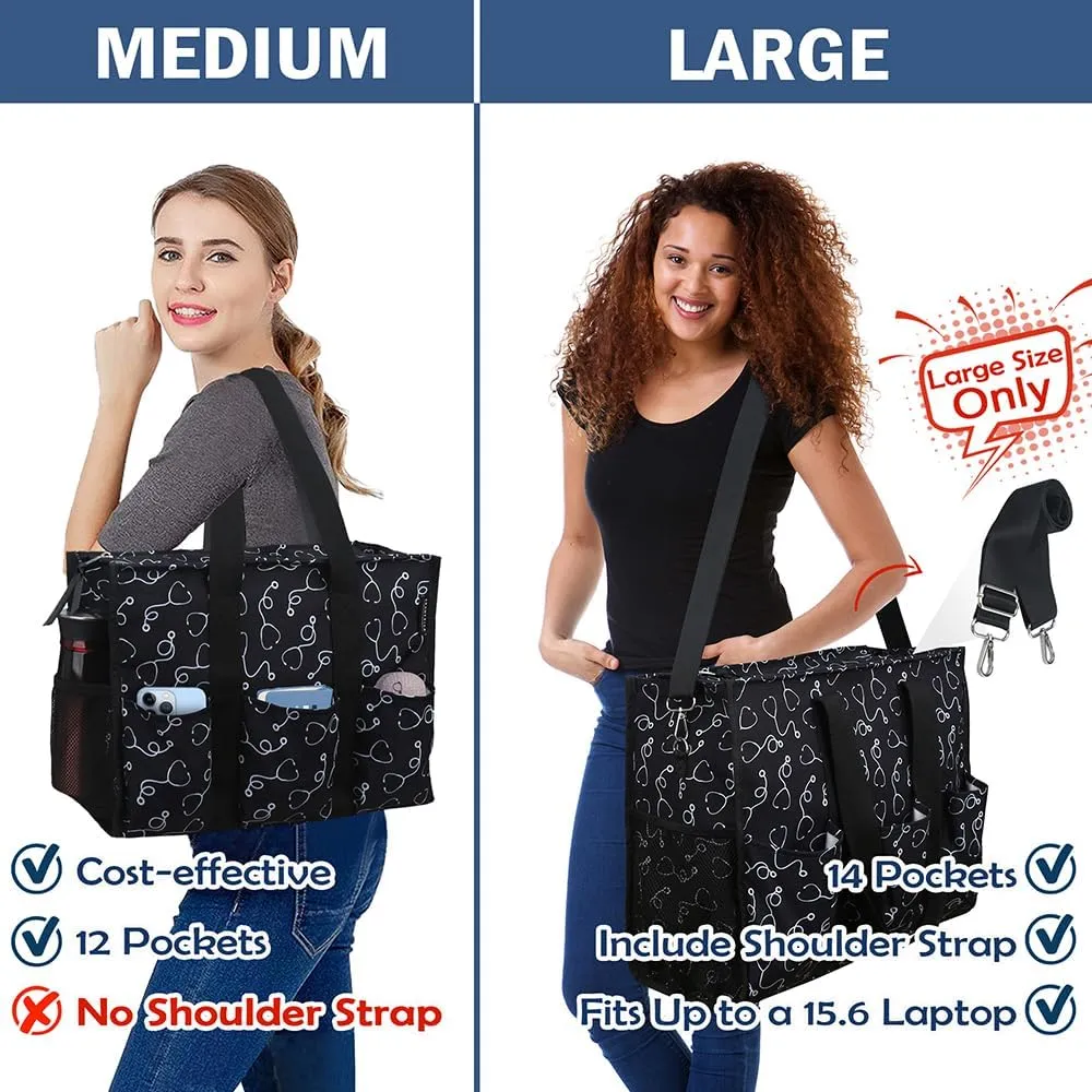 ABAMERICA Nurse Bags for Work: Multiple Pockets, Waterproof, Organizing Zip Top Clinical Bag for Nursing Students