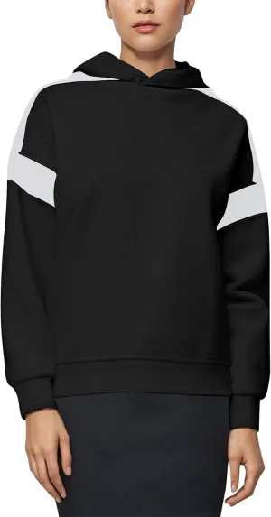 ABOCIW Womens Fleece Oversized Hoodie Sweatshirt Colour Block Panelling Long Sleeve Sweaters Pullover Tops