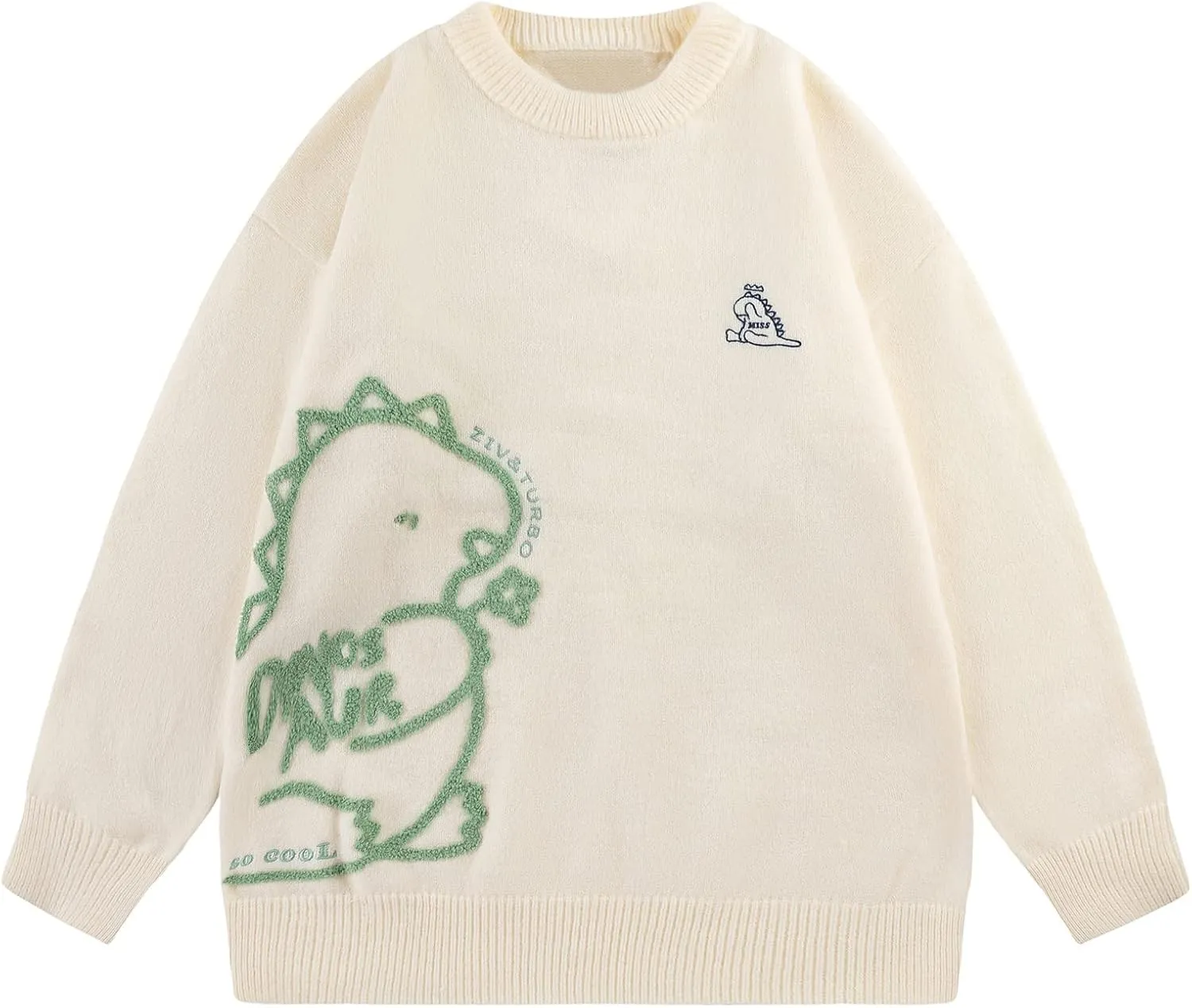 Aelfric Eden Cartoon Dinosaur Sweaters Graphic Crewneck Printed Oversized Pullover Sweater Couple Tops