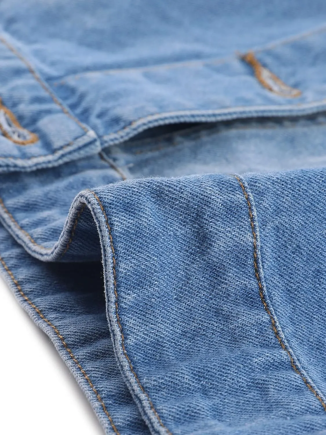 Agnes Orinda Plus Size Denim Jacket for Women Short Sleeves Button Down Cropped Jean Jackets