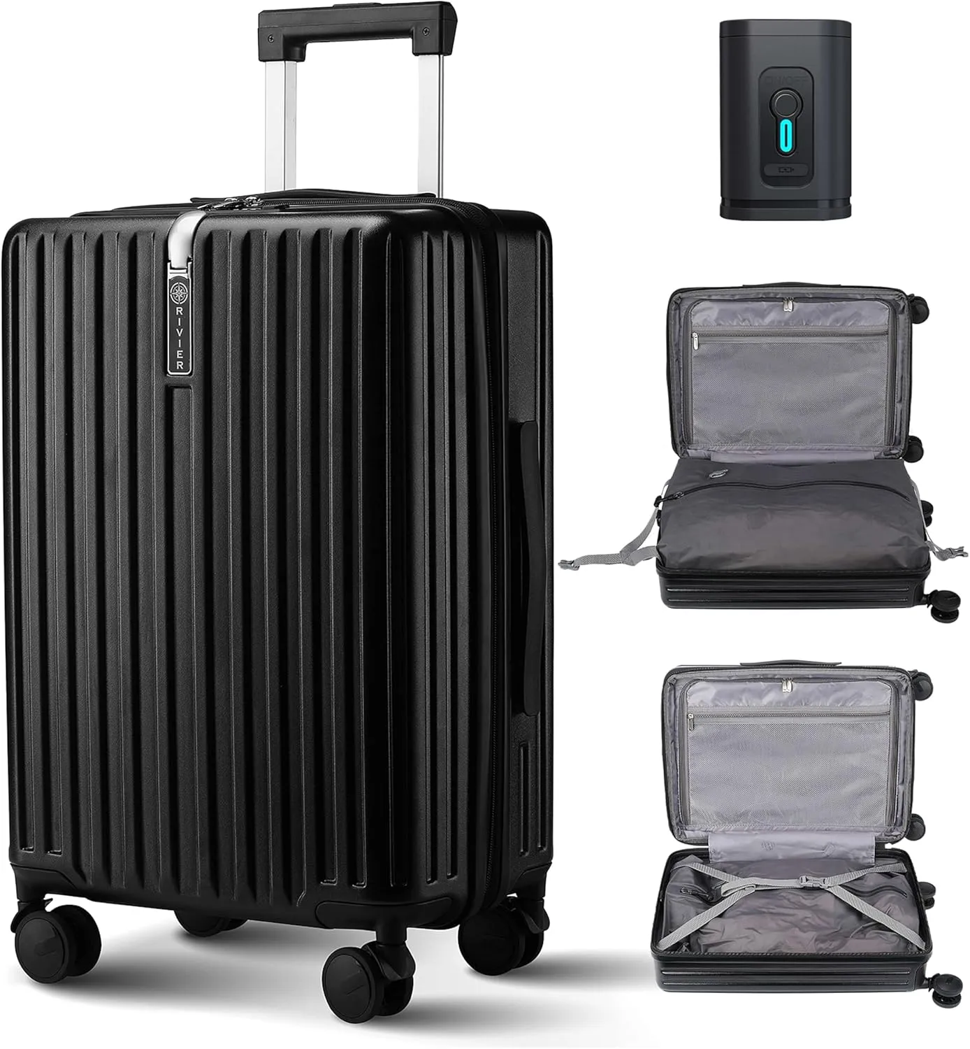 Airback Carry On Luggage Expandable With Vacuum Compression And Pump, Airline Approved Luggage, Vacpack Bag with Anti Theft Lock, Water Resistant, Carry-on Suitcase Suitable for Men and Women