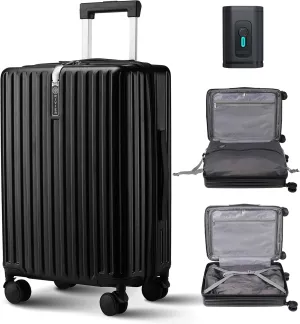 Airback Carry On Luggage Expandable With Vacuum Compression And Pump, Airline Approved Luggage, Vacpack Bag with Anti Theft Lock, Water Resistant, Carry-on Suitcase Suitable for Men and Women