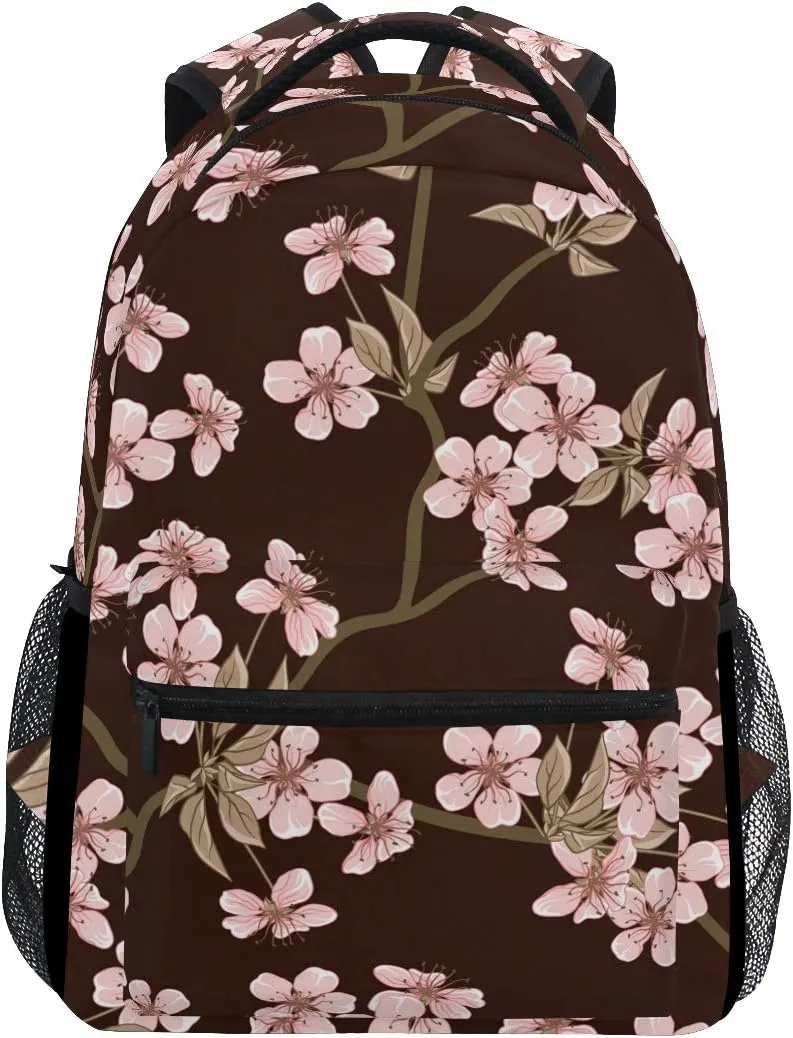 ALAZA Cherry Blossom Flowers Large Backpack Personalized Laptop iPad Tablet Travel School Bag with Multiple Pockets
