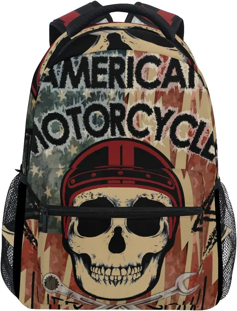 ALAZA Punk Skull Large Backpack Personalized Laptop iPad Tablet Travel School Bag with Multiple Pockets