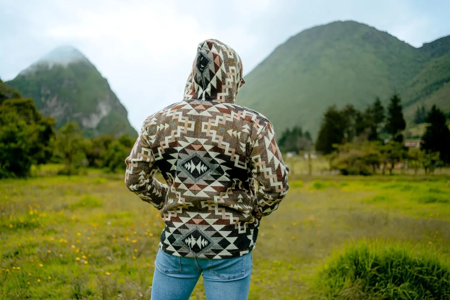 Alpaca Sweater Men or Women, Brown Hoodie, Multicolor Hoodie, Sweater Alpaca, Zip Hoodie, Geometric Hoodie