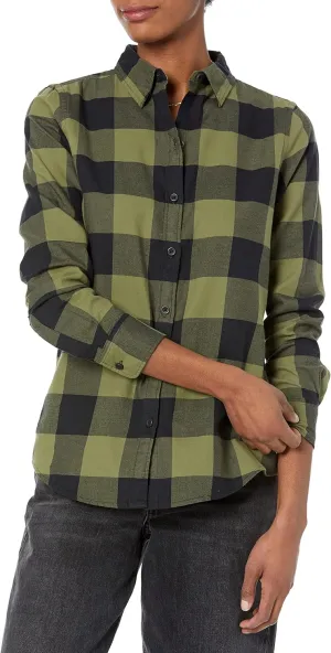 Amazon Essentials Women's Classic-Fit Long-Sleeve Lightweight Plaid Flannel Shirt