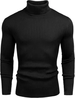 Amussiar Men's Turtleneck Sweater Slim Fit Cotton Knitted Pullover Sweater Casual Lightweight Long Sleeve Top