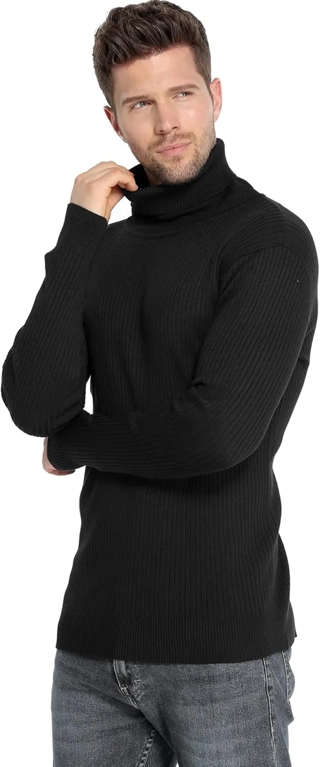 Amussiar Men's Turtleneck Sweater Slim Fit Cotton Knitted Pullover Sweater Casual Lightweight Long Sleeve Top