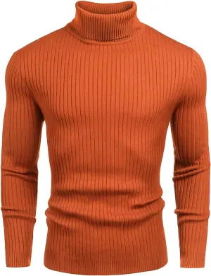 Amussiar Men's Turtleneck Sweater Slim Fit Cotton Knitted Pullover Sweater Casual Lightweight Long Sleeve Top