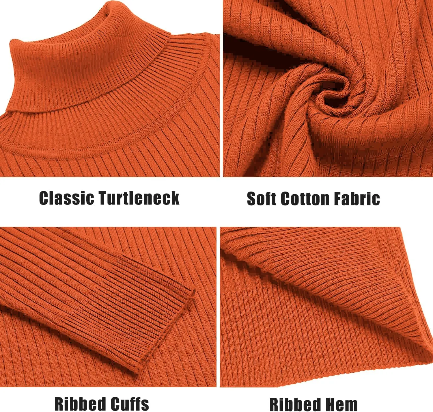 Amussiar Men's Turtleneck Sweater Slim Fit Cotton Knitted Pullover Sweater Casual Lightweight Long Sleeve Top