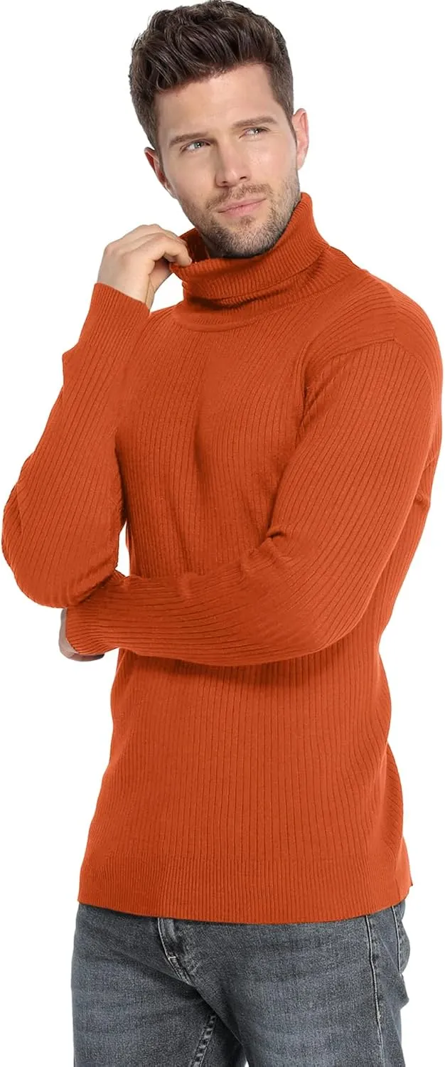 Amussiar Men's Turtleneck Sweater Slim Fit Cotton Knitted Pullover Sweater Casual Lightweight Long Sleeve Top