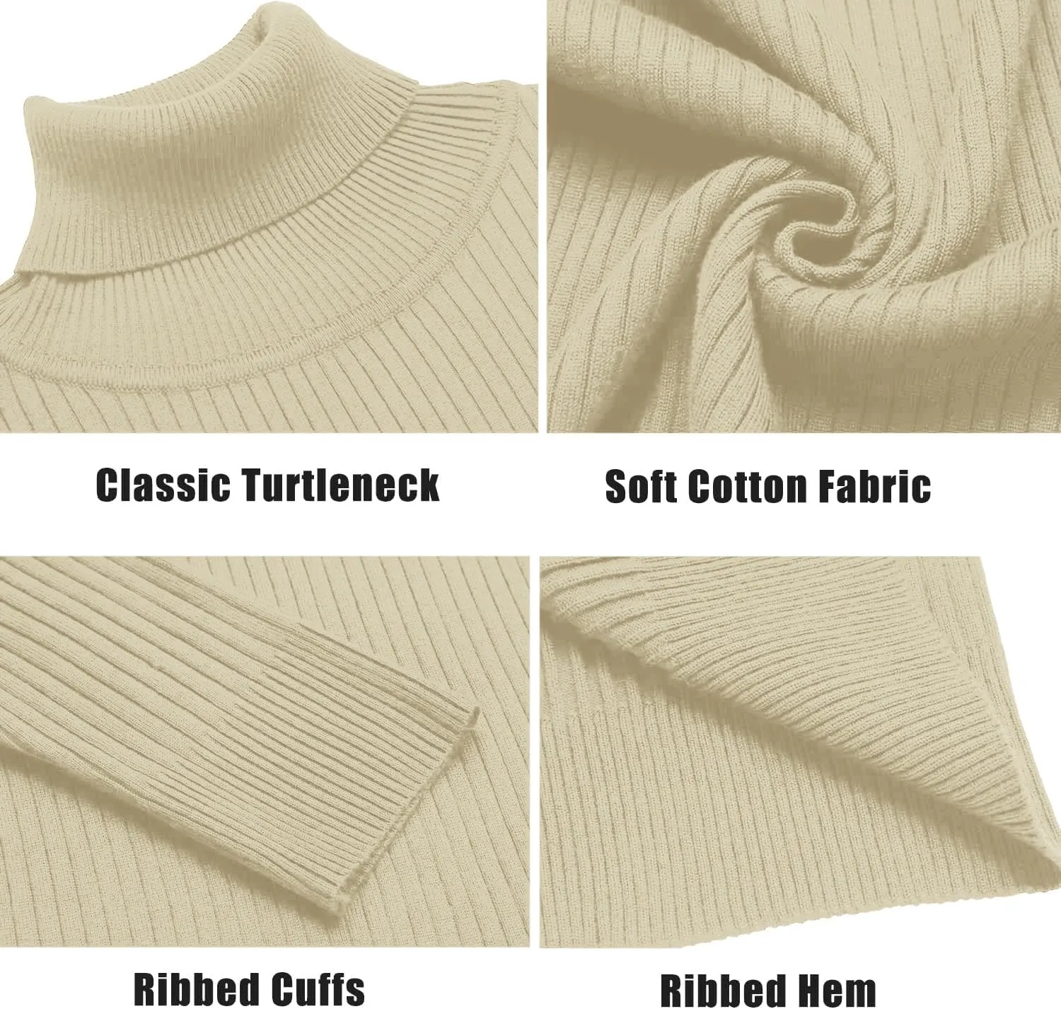 Amussiar Men's Turtleneck Sweater Slim Fit Cotton Knitted Pullover Sweater Casual Lightweight Long Sleeve Top