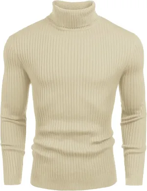 Amussiar Men's Turtleneck Sweater Slim Fit Cotton Knitted Pullover Sweater Casual Lightweight Long Sleeve Top