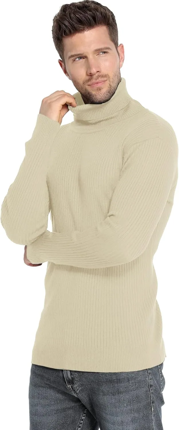 Amussiar Men's Turtleneck Sweater Slim Fit Cotton Knitted Pullover Sweater Casual Lightweight Long Sleeve Top