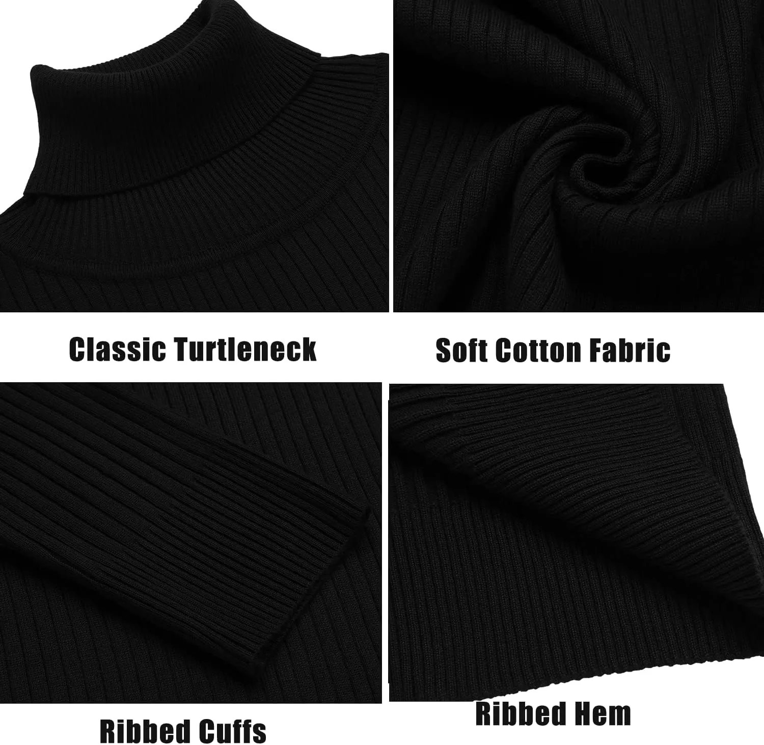Amussiar Men's Turtleneck Sweater Slim Fit Cotton Knitted Pullover Sweater Casual Lightweight Long Sleeve Top