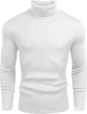 Amussiar Men's Turtleneck Sweater Slim Fit Cotton Knitted Pullover Sweater Casual Lightweight Long Sleeve Top