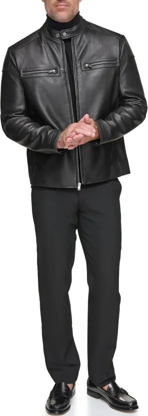 ANDREW MARC Men's Leather Jacket, Black