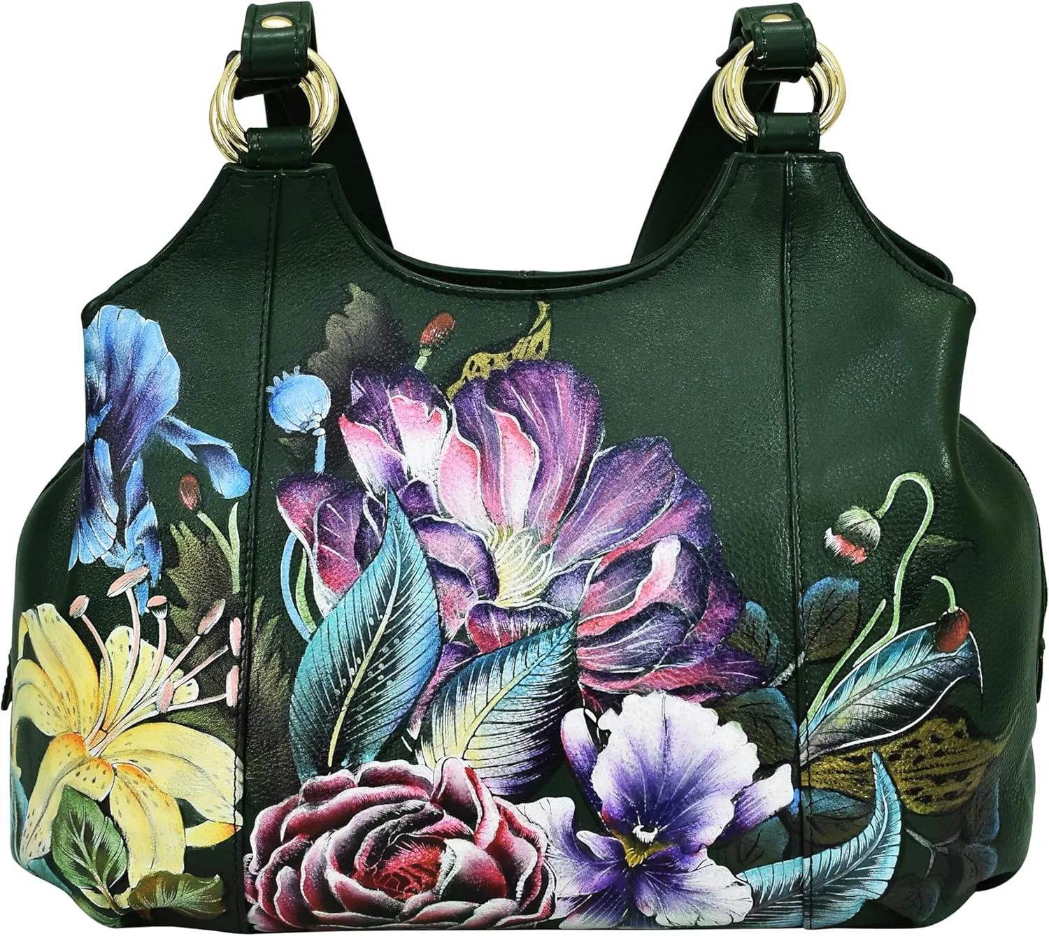 Anuschka Women's Hand Painted Genuine Leather Triple Compartment Satchel - Zip Entry, Multiple Pockets & Multipurpose Pouch