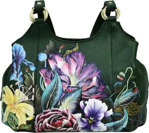 Anuschka Women's Hand Painted Genuine Leather Triple Compartment Satchel - Zip Entry, Multiple Pockets & Multipurpose Pouch