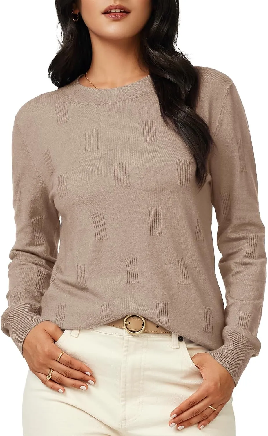 Arach&Cloz Womens Knit Sweater Long Sleeve Pullover Tops Trendy Dressy Casual Business Spring Clothes Outfit Fashion 2025